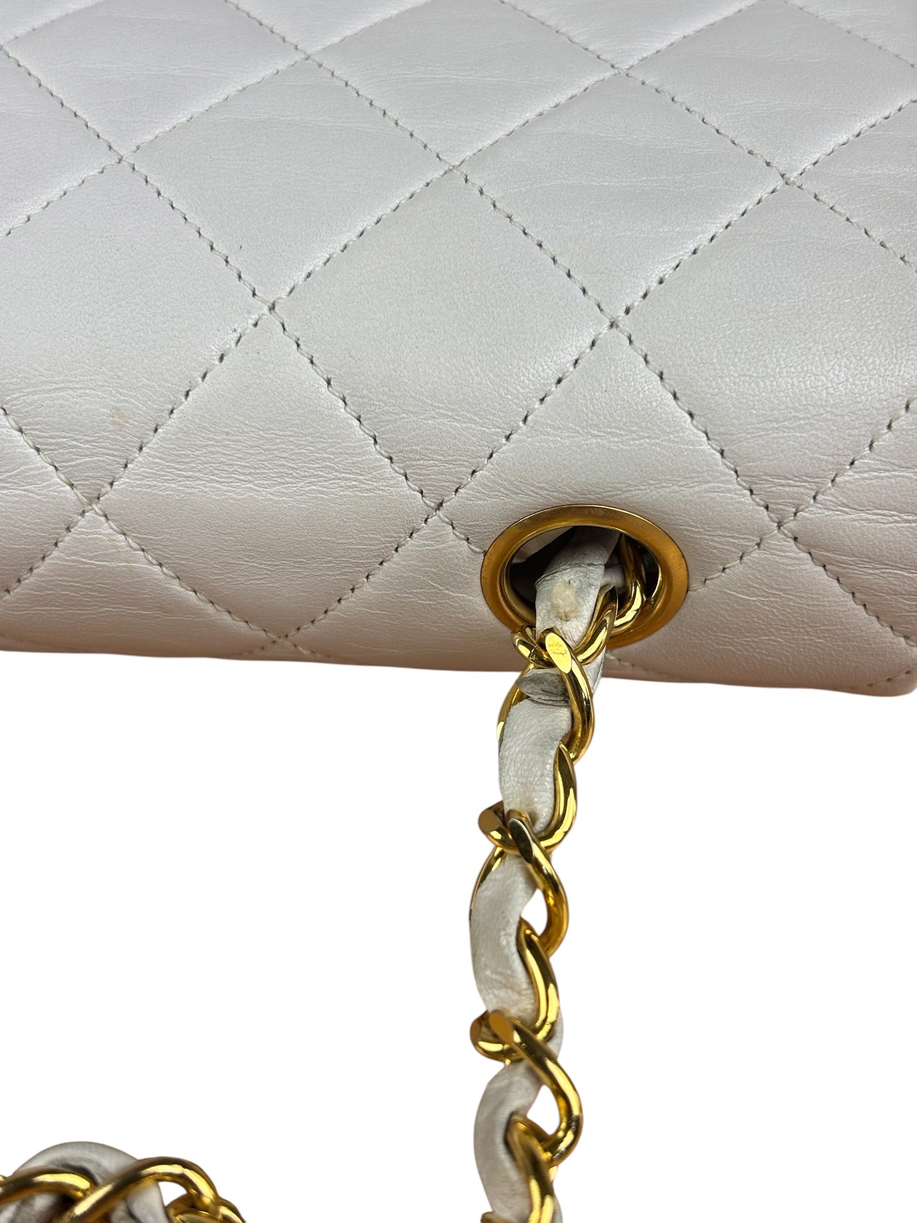 Chanel White Quilted Leather CC Flap Shoulder Bag 2013