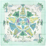 Hermes Floral Scarf Blue