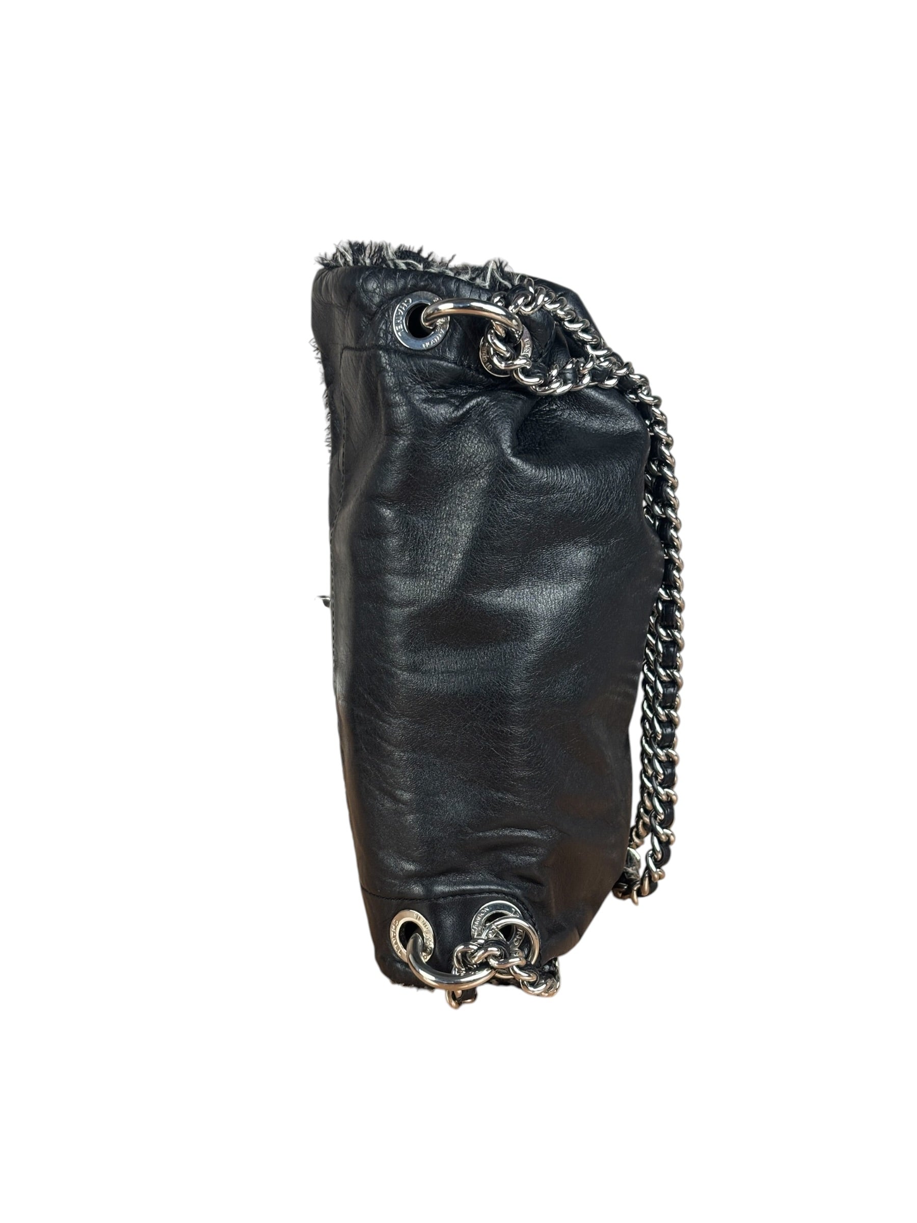 Chanel Black Classic Flap Tweed Shoulder Bag 2010