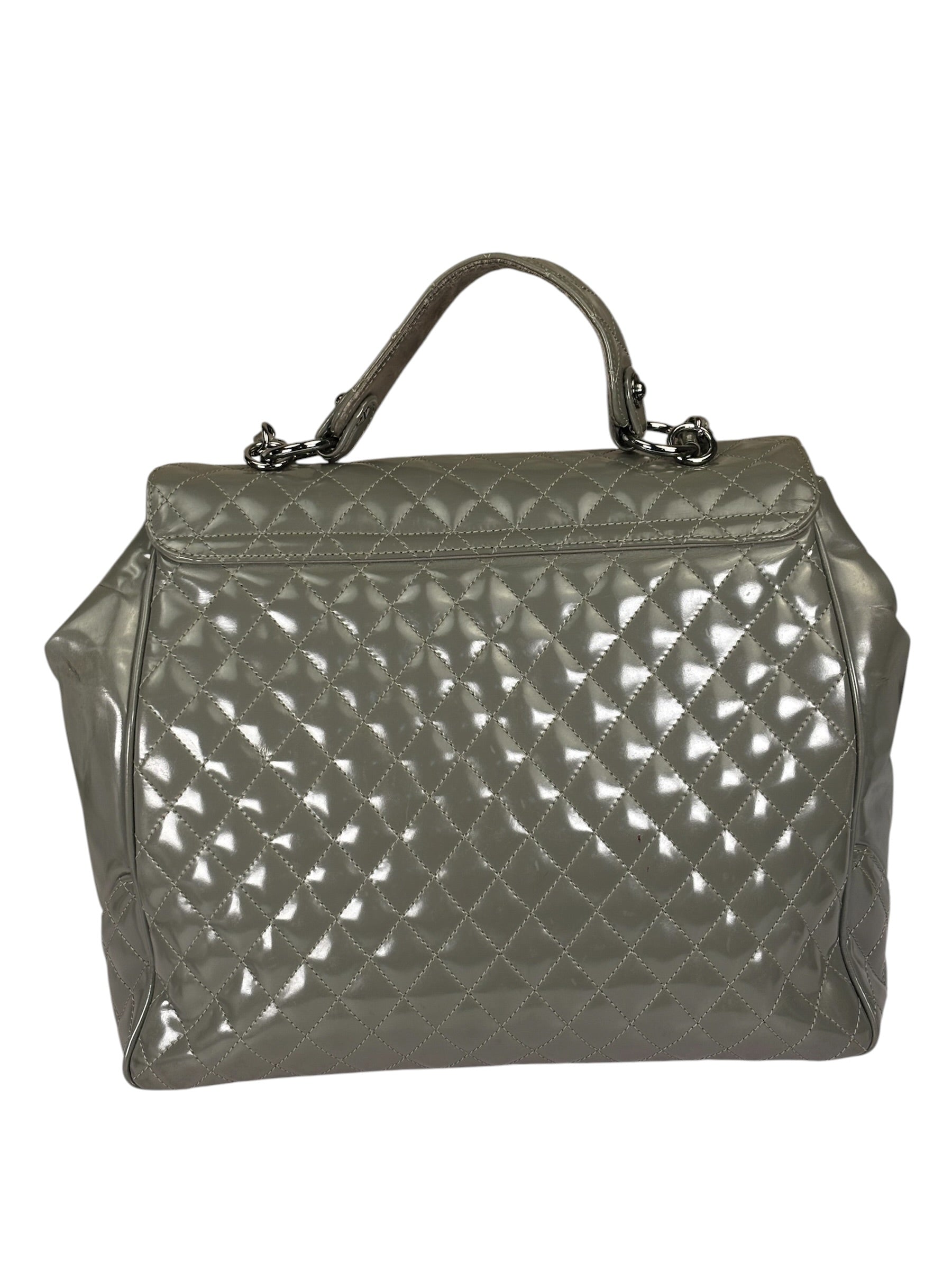 Chanel Grey Patent Leather Mademoiselle Kelly Flap Bag 2008