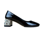 Miu Miu Black Patent Crystal Embellished Pumps