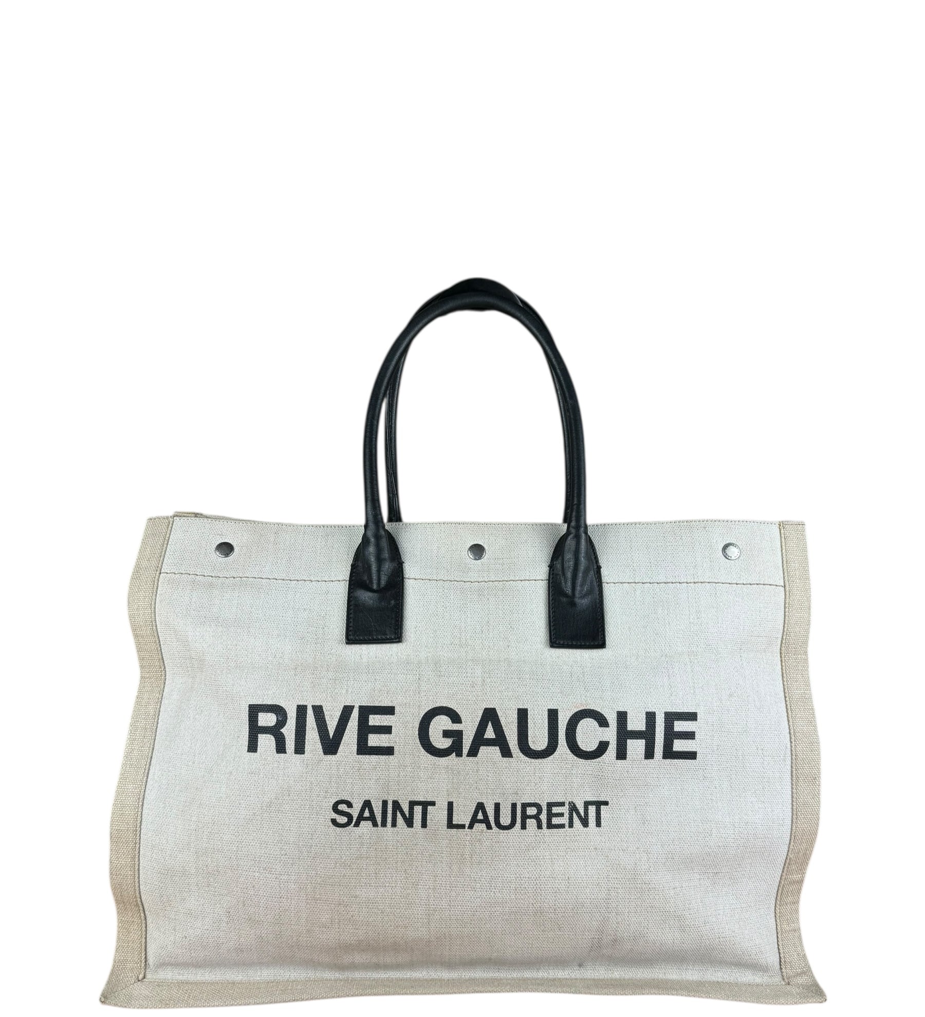 Saint Laurent Beige Canvas Rive Gauche Tote Bag