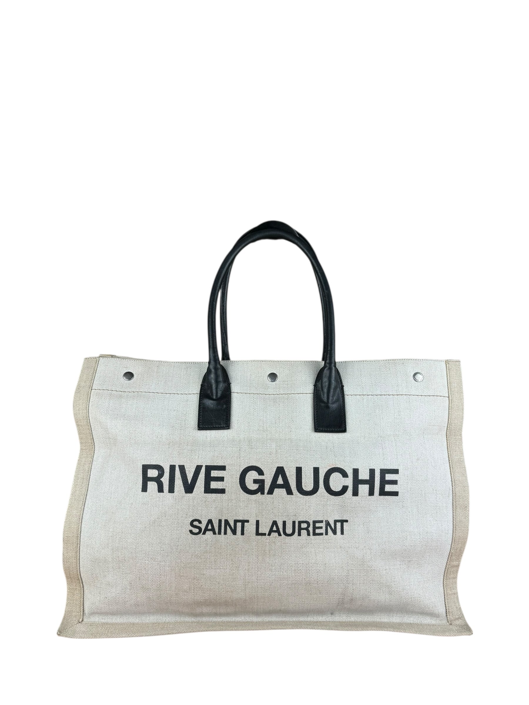 Saint Laurent Beige Canvas Rive Gauche Tote Bag