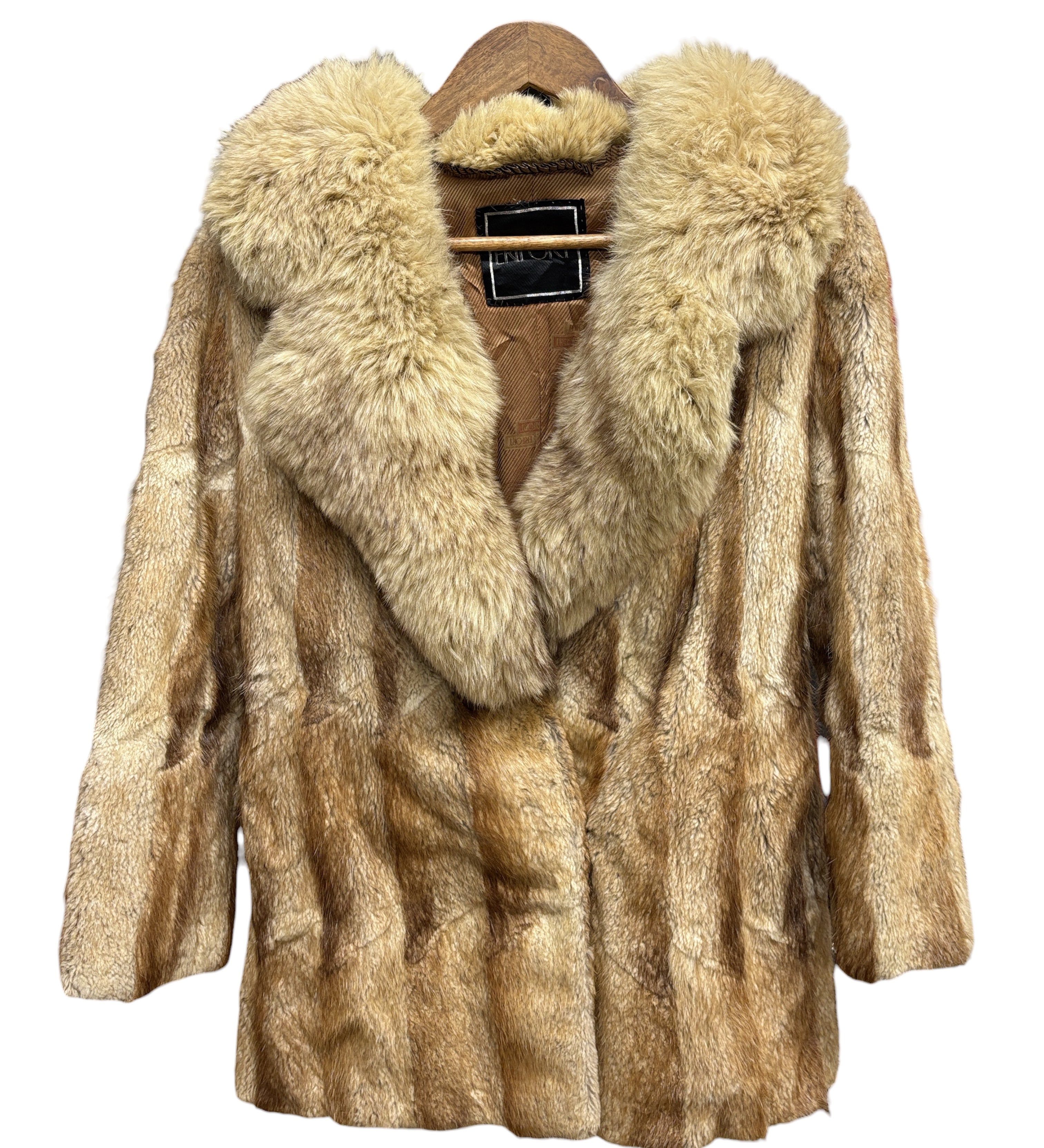 Vintage Erifort Sandy Tan Fox Fur Trim Mink Body Fur Coat