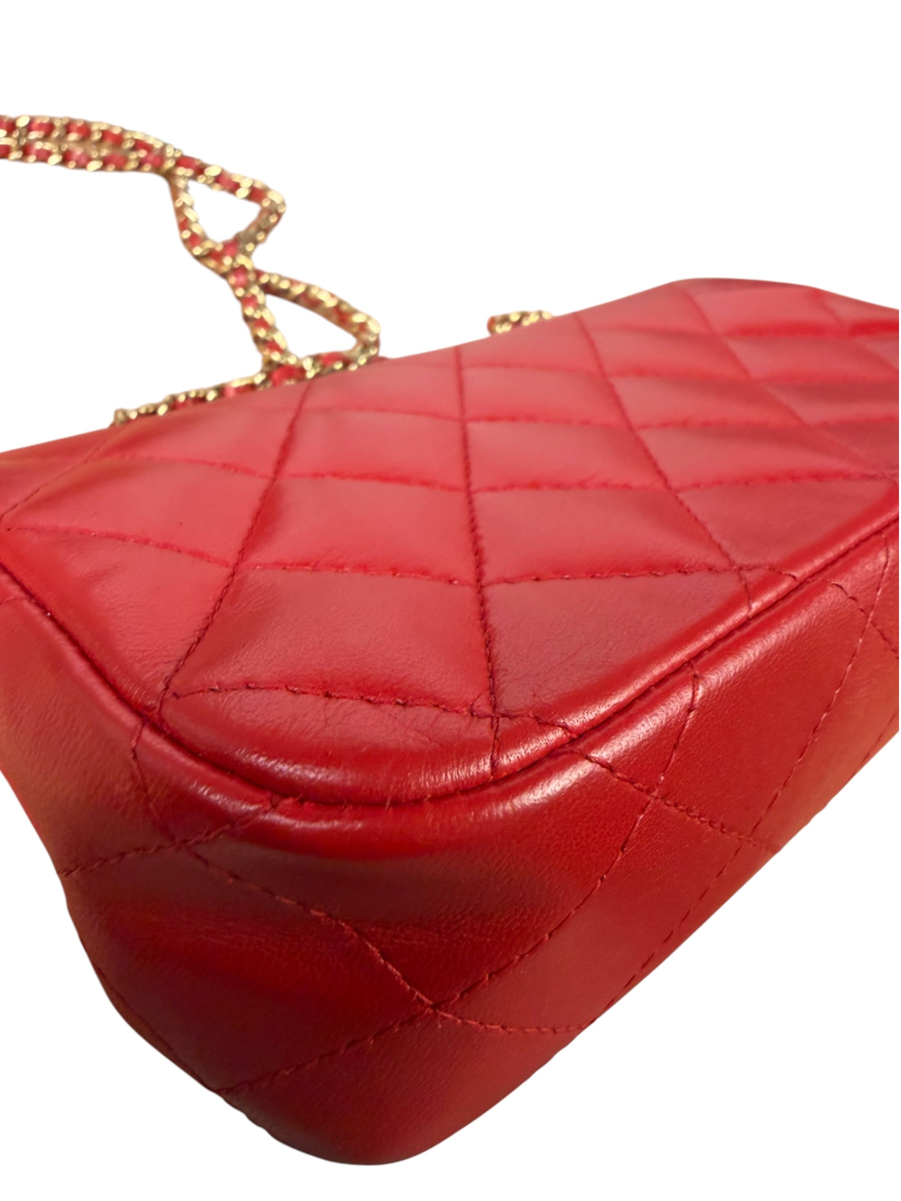 Chanel Red Lambskin Timeless Small Shoulder Bag 2017
