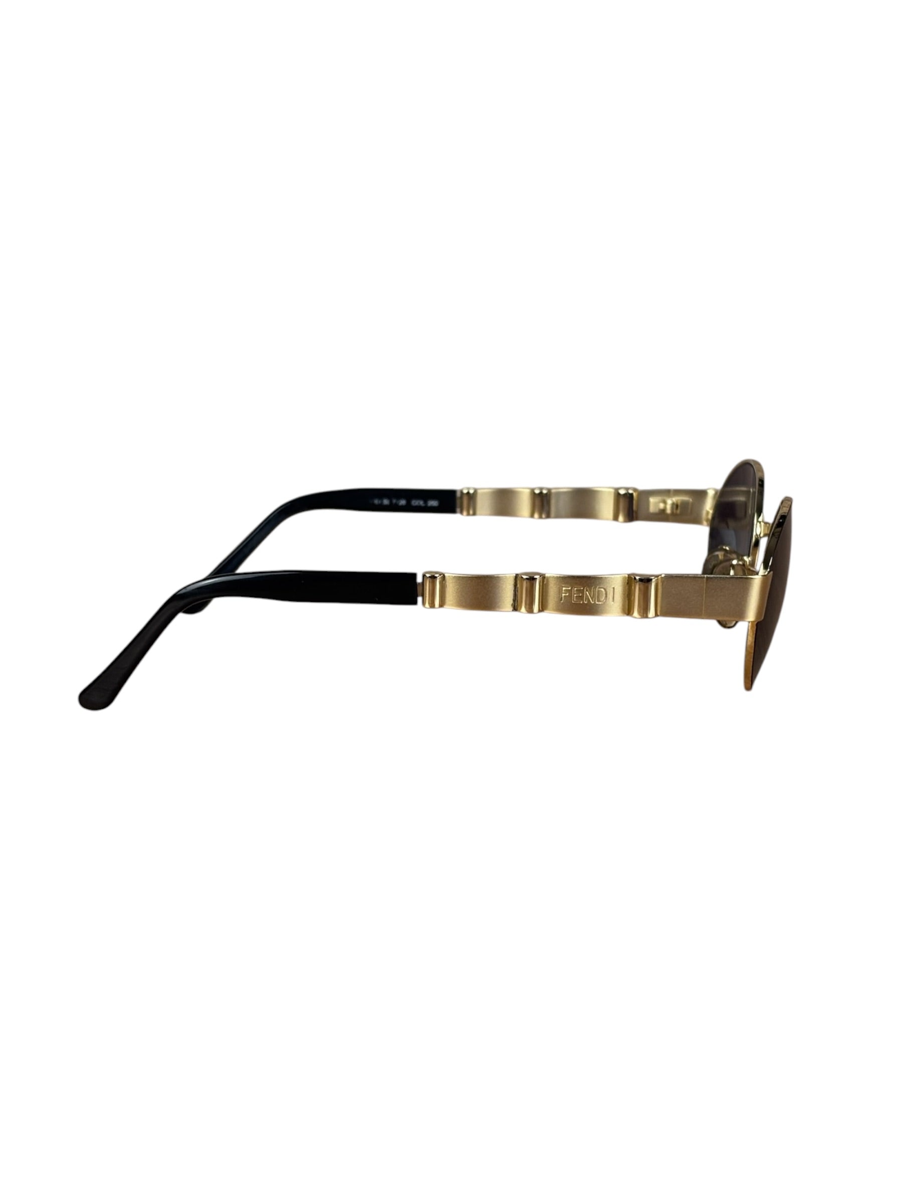 Fendi Gold/Black Oval Sunglasses