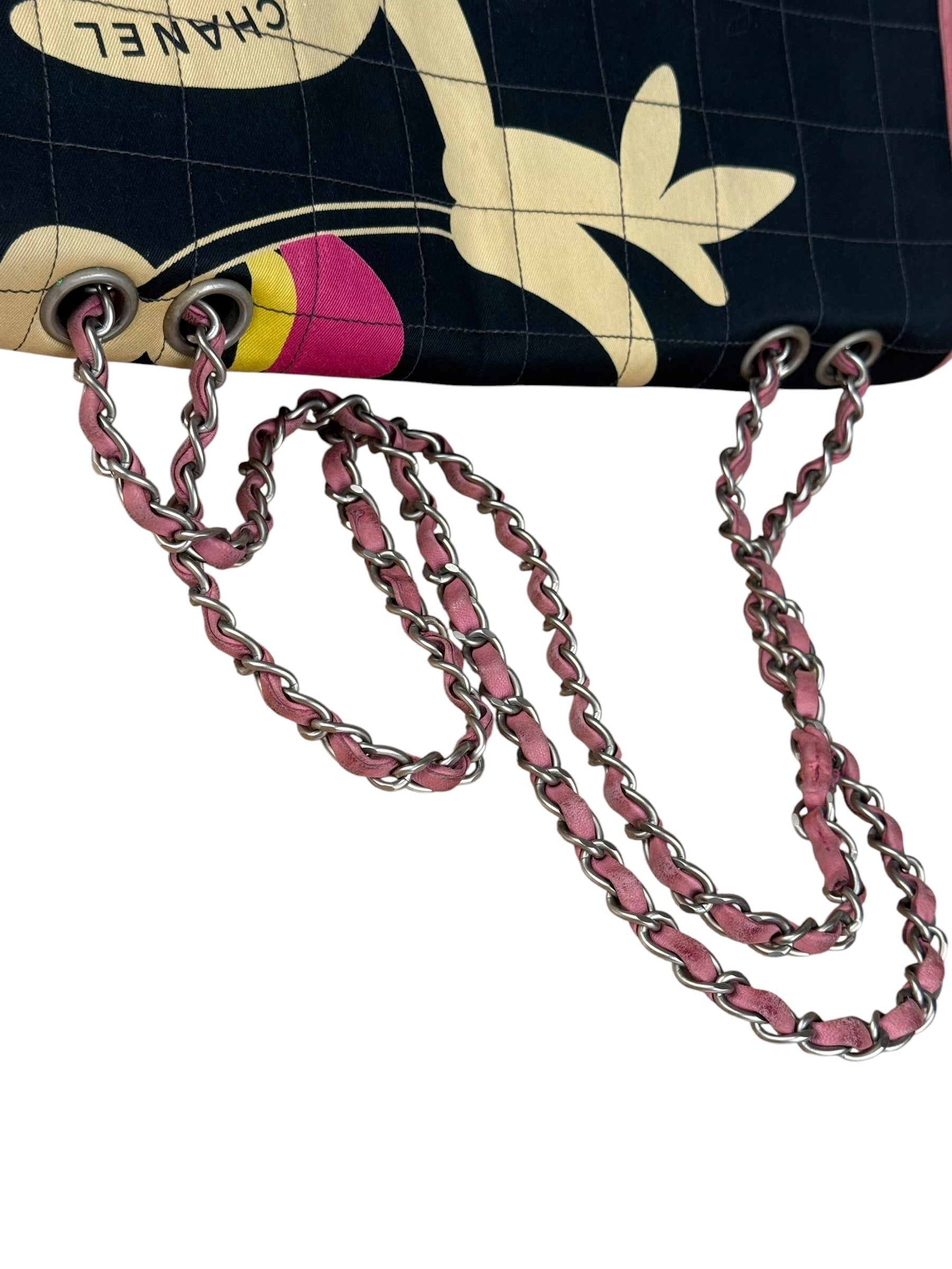Chanel Multicolor Canvas Bird Print 2.55 Flap 2001