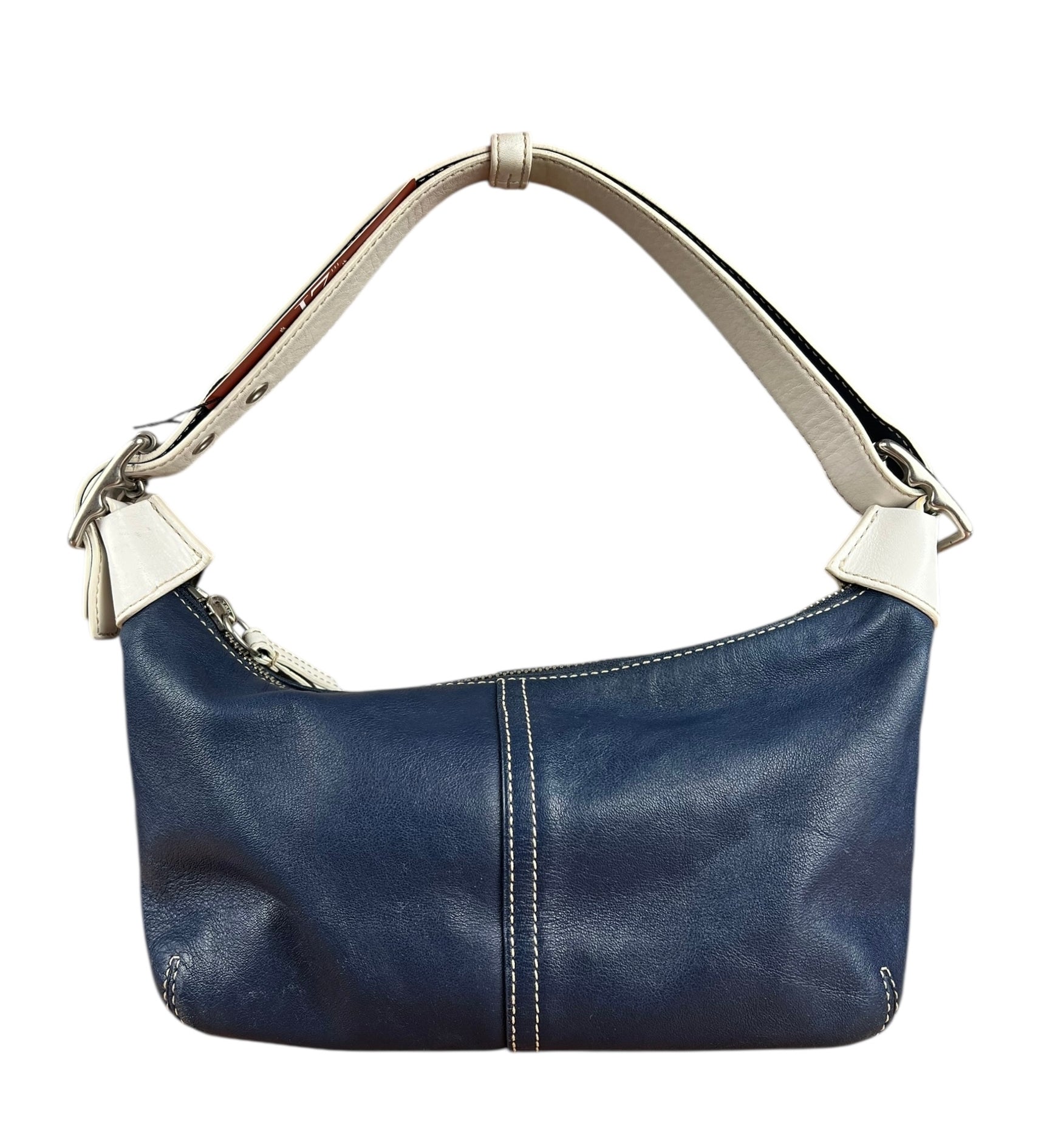 Coach Leather Shoulder Bag Navy/White