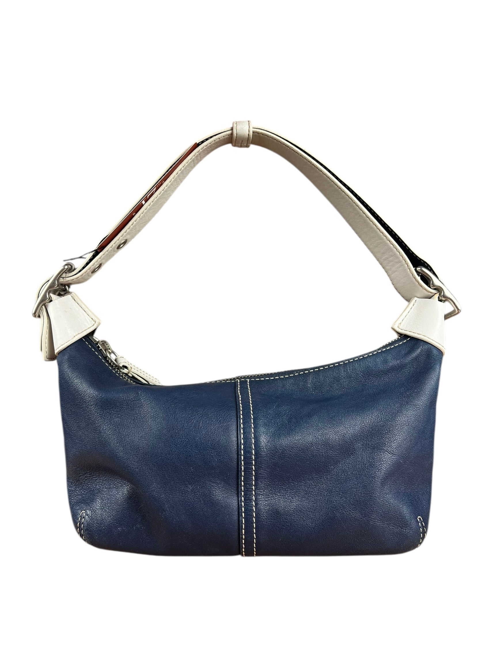 Coach Leather Shoulder Bag Navy/White