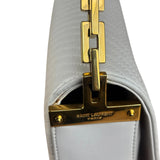 YSL White Chevron Quilted Babylone Chain Flap Shoulder Bag