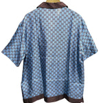 Gucci Brown/Blue Canvas GG Printed Silk Twill Short Sleeve Shirt