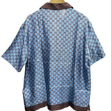 Gucci Brown/Blue Canvas GG Printed Silk Twill Short Sleeve Shirt