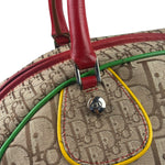 Christian Dior Vintage Beige/Brown Leather Trim Rasta Bowler Bag