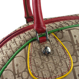 Christian Dior Vintage Beige/Brown Leather Trim Rasta Bowler Bag