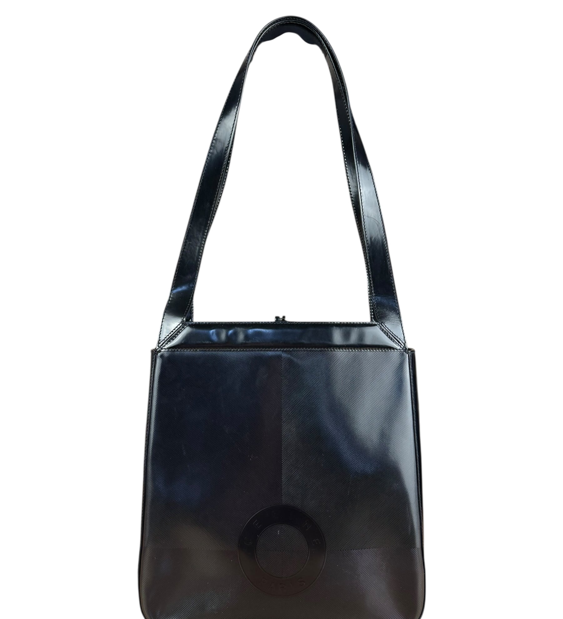 Celine Vintage Patent Logo Shoulder Bag