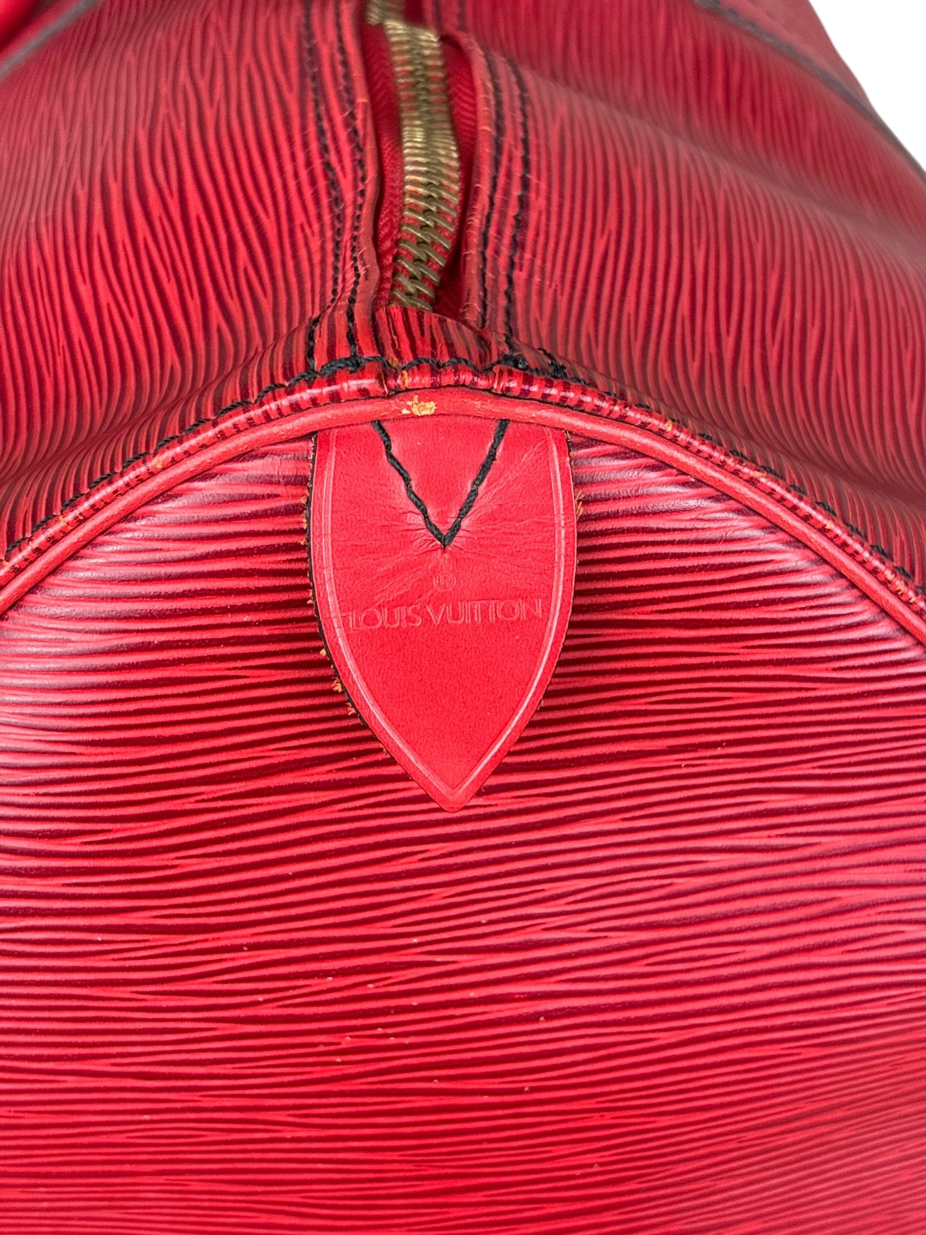 Louis Vuitton Red Epi Keepall Duffel Hand Bag