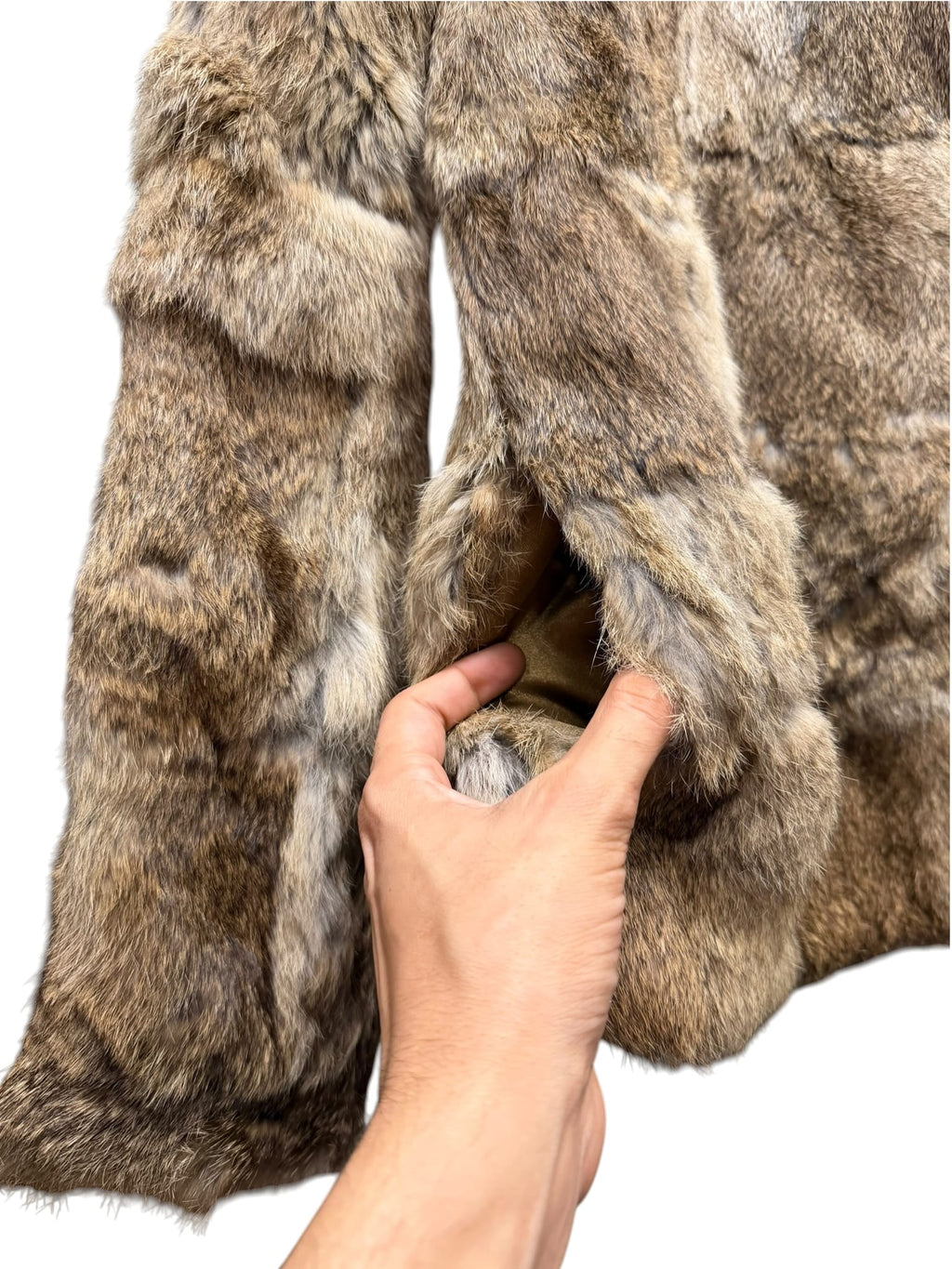 Vintage Free's Beige Brown Rabbit Fur Coat