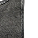 Gucci Black Canvas Leather Trim Shoulder Bag