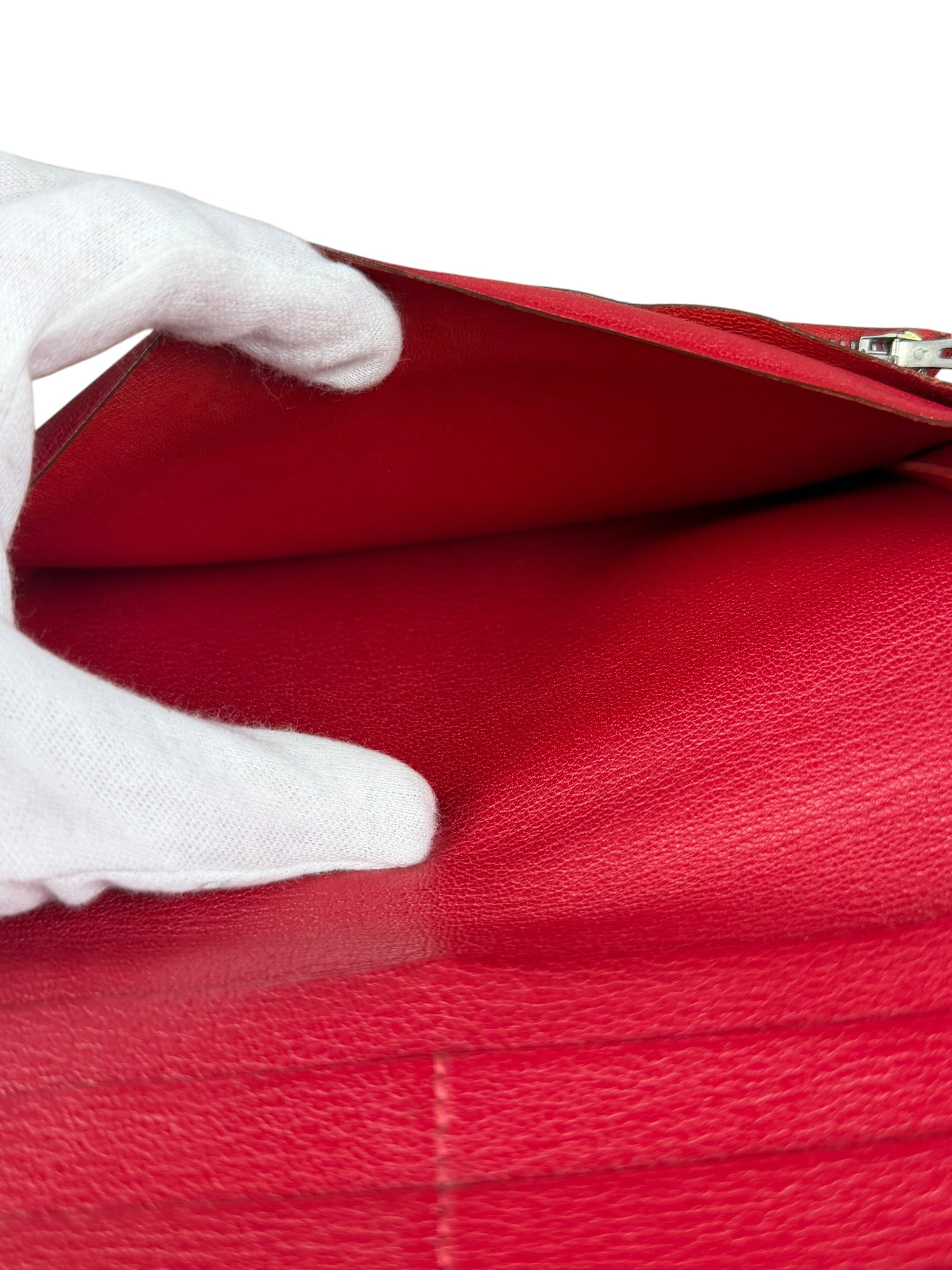 Hermes Rouge Epsom Leather Vintage Organizer Wallet