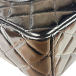 Chanel Black Patent Leather Quilted Leather Double Flap Jumbo Bag 2012