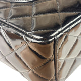 Chanel Black Patent Leather Quilted Leather Double Flap Jumbo Bag 2012