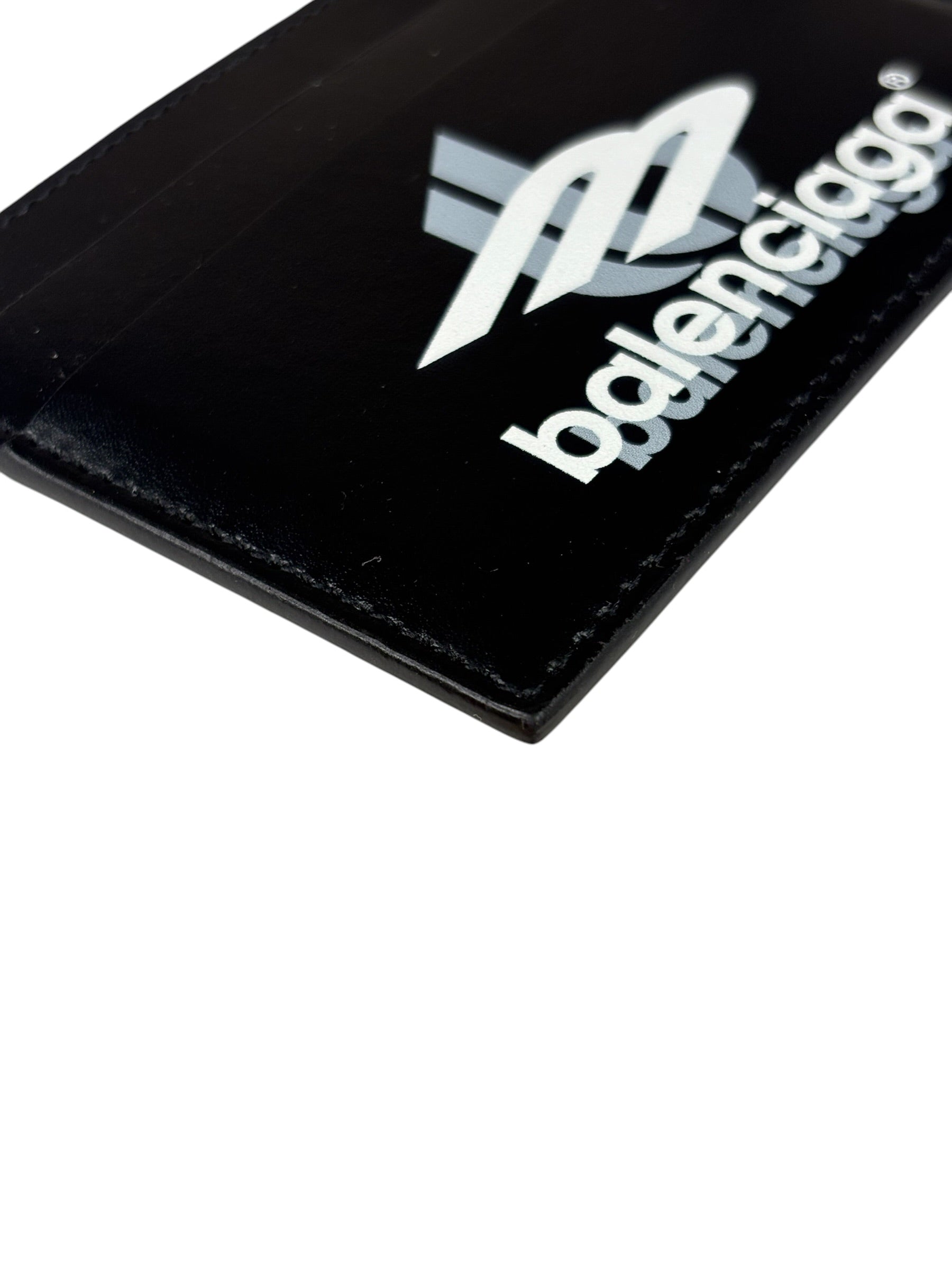 Balenciaga Black Leather Logo Card Holder
