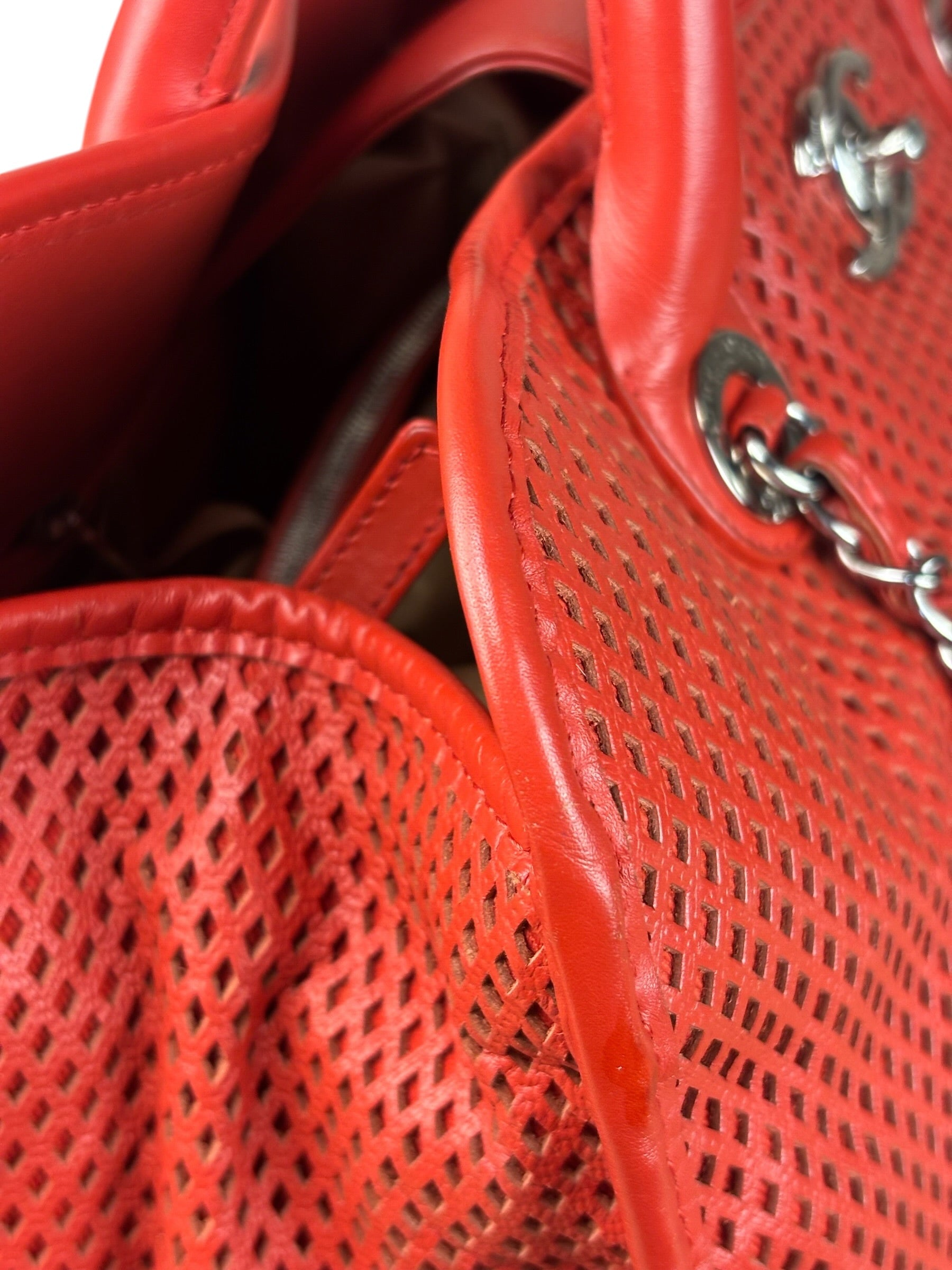 Chanel Red Perforated Leather Up in the Air 2Way Tote 2014