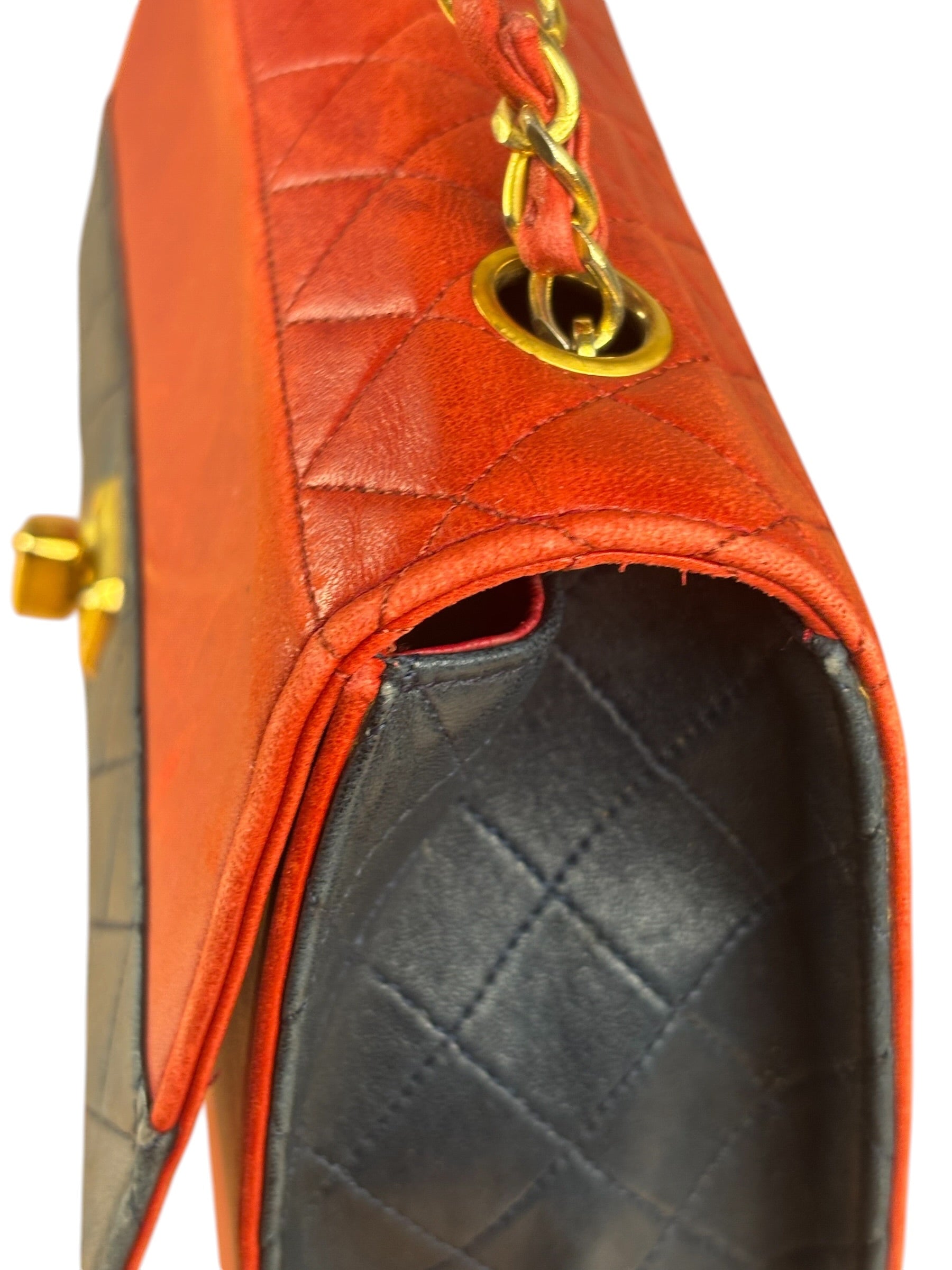 Chanel Red & Navy Trapezoid Flap Bag 1992