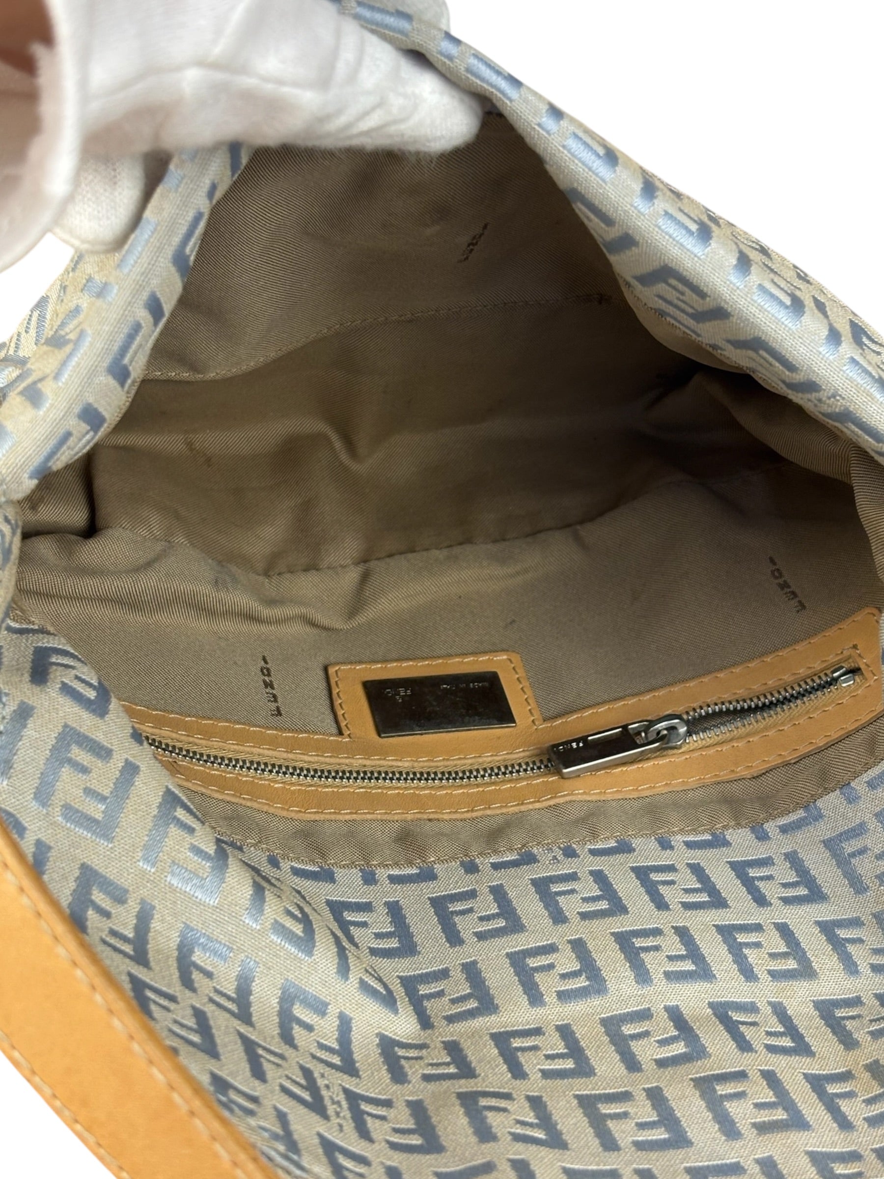 Fendi Vintage Blue Zucca Print Baguette