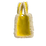 UGG x Telfar Yellow Patent Leather Fur Trim Small Shopper Crinkle In Taxi Tote