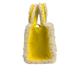 UGG x Telfar Yellow Patent Leather Fur Trim Small Shopper Crinkle In Taxi Tote
