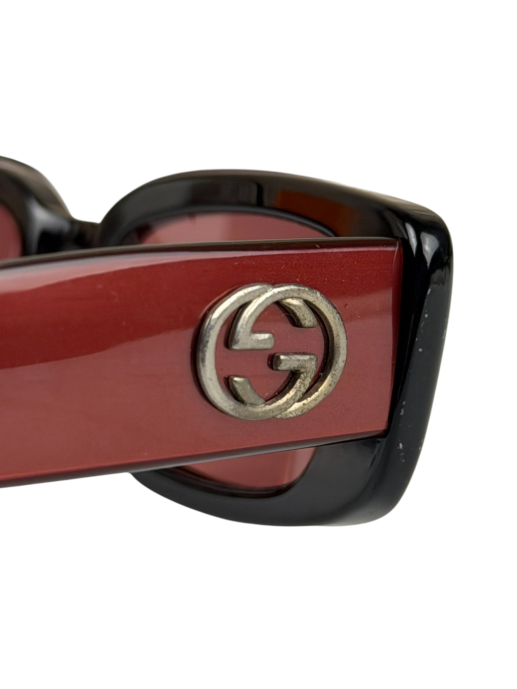 Gucci Maroon Rectangle Frame Sunglasses