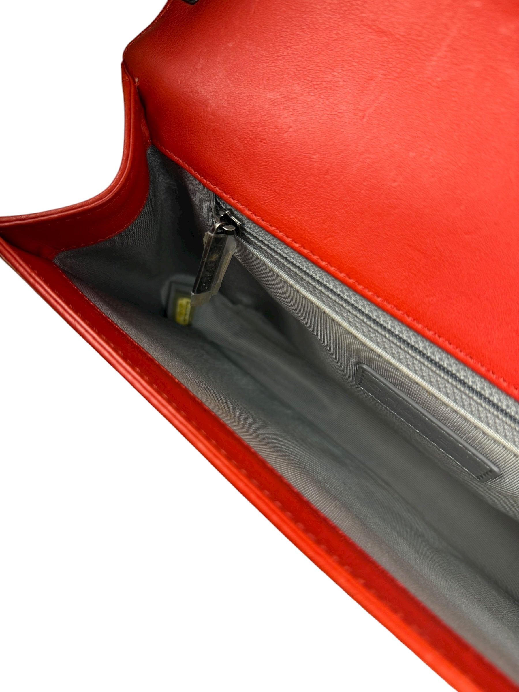 Chanel Quilted Stitch Red Leather Boy Bag 2014