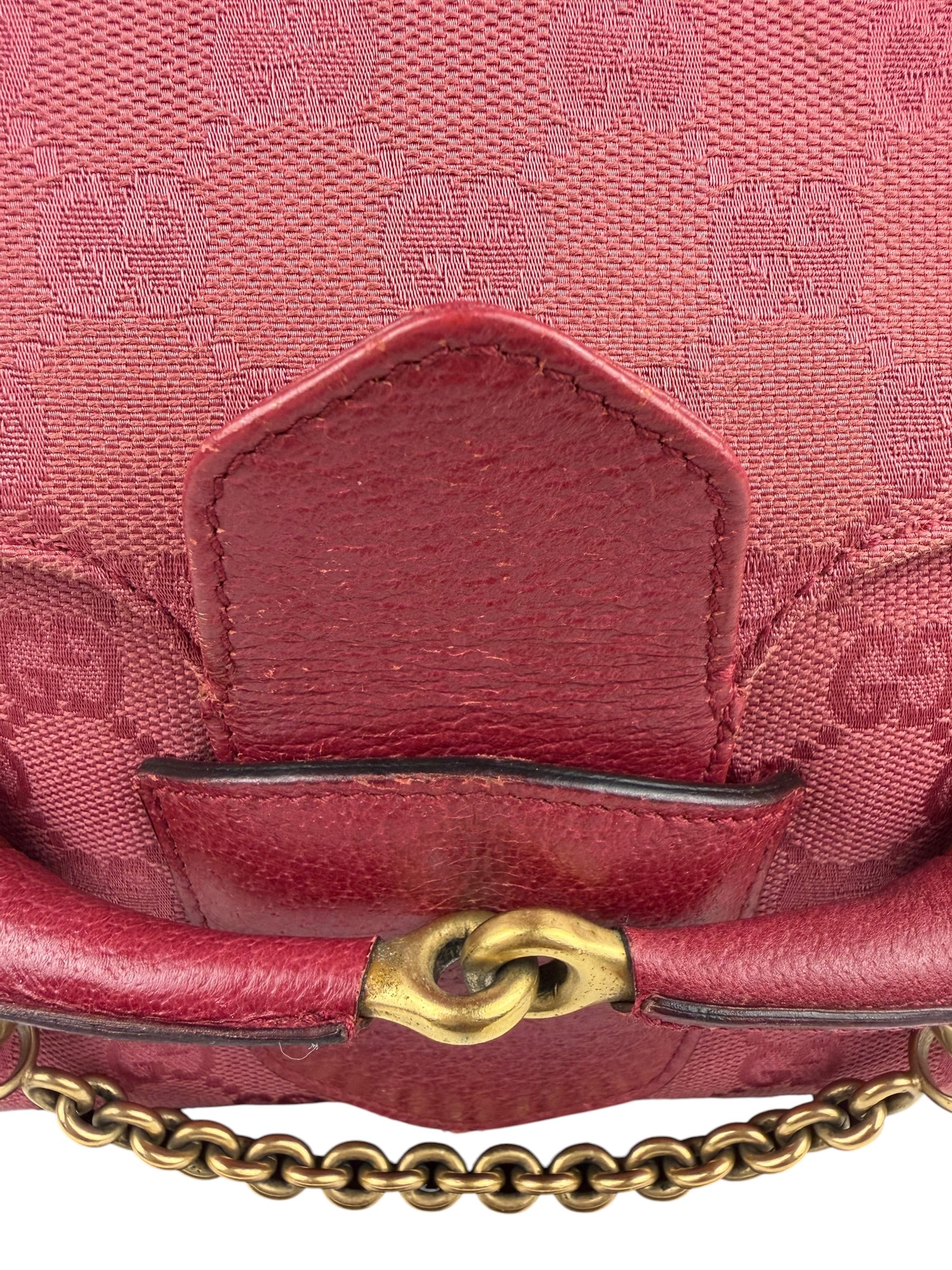 Gucci GG Vintage Pink Canvas Horsebit Shoulder Bag