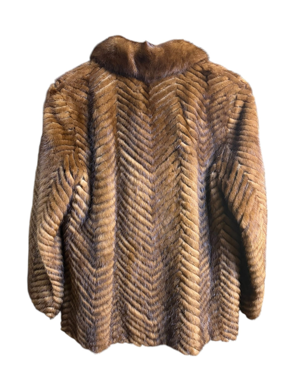 Vintage Brown Chevron Mink Fur Coat