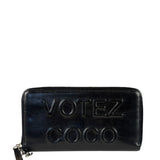 Chanel Black Leather Votez Coco Zip-Around Wallet 2014
