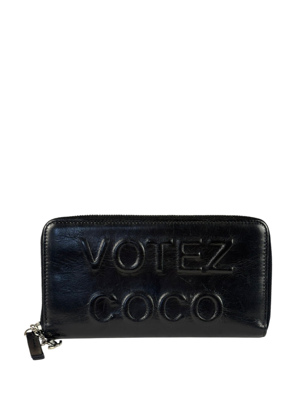 Chanel Black Leather Votez Coco Zip-Around Wallet 2014