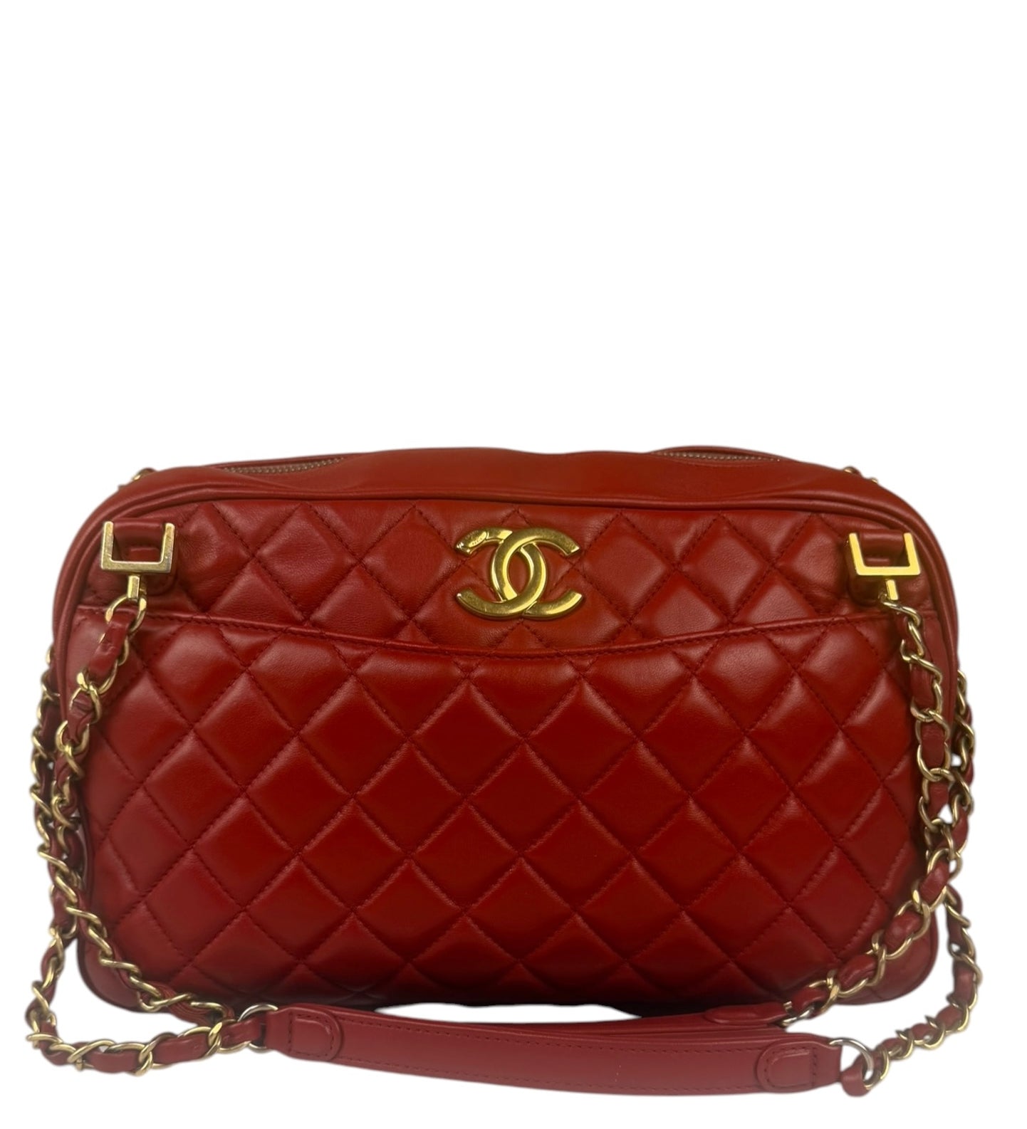 Chanel Red Quilted Leather Camera Bag 2012