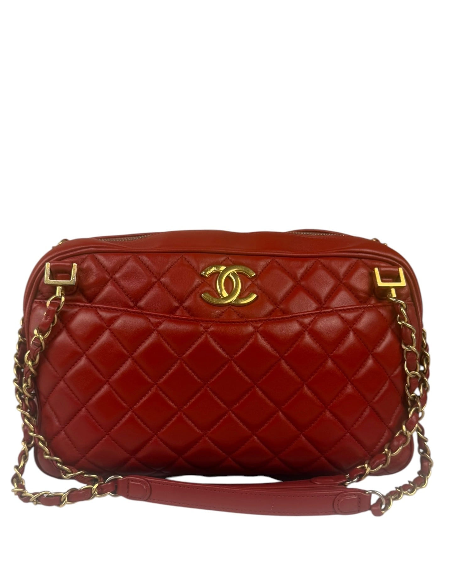 Chanel Red Quilted Leather Camera Bag 2012