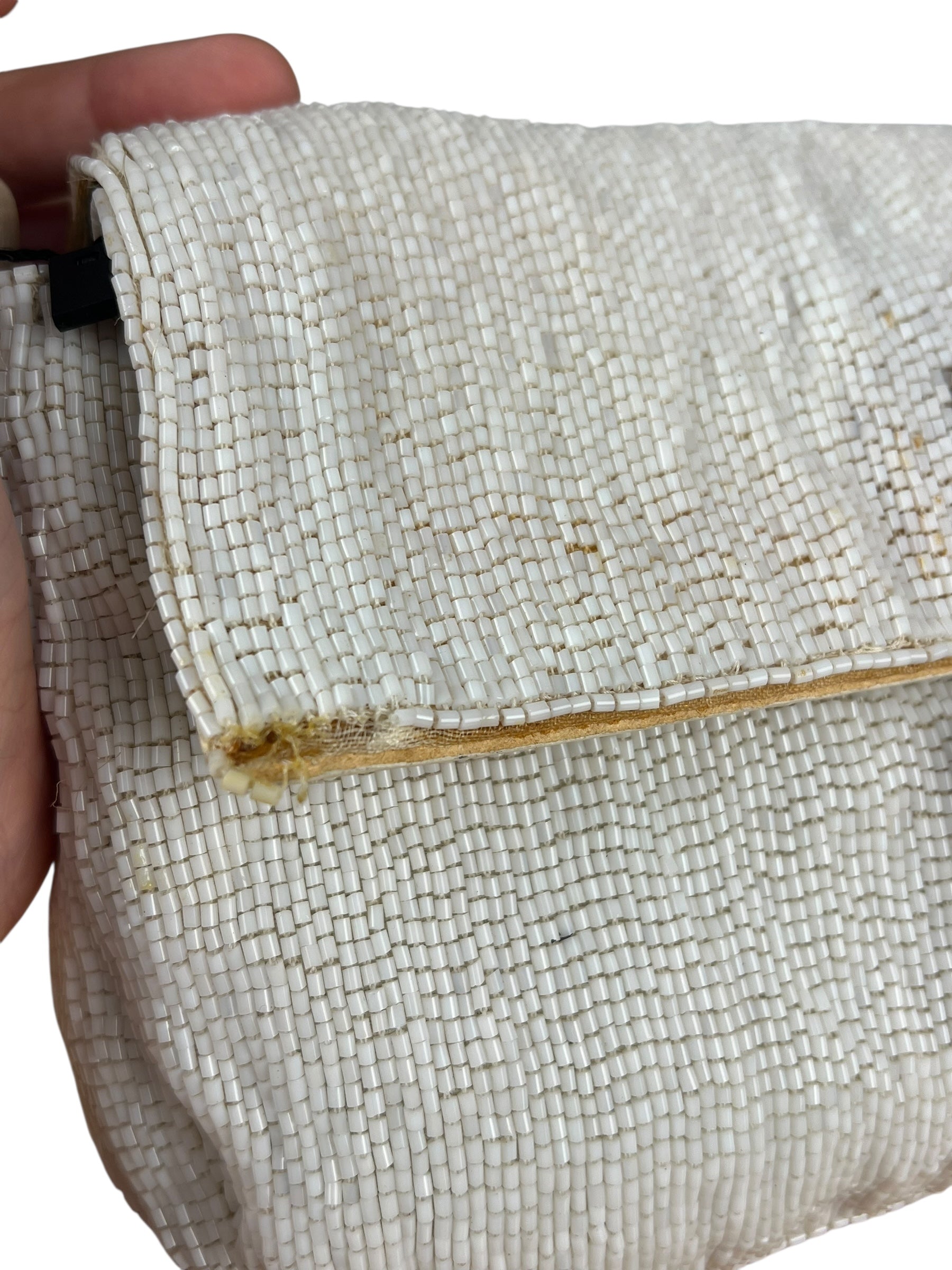 Fendi Vintage Beaded Baguette White