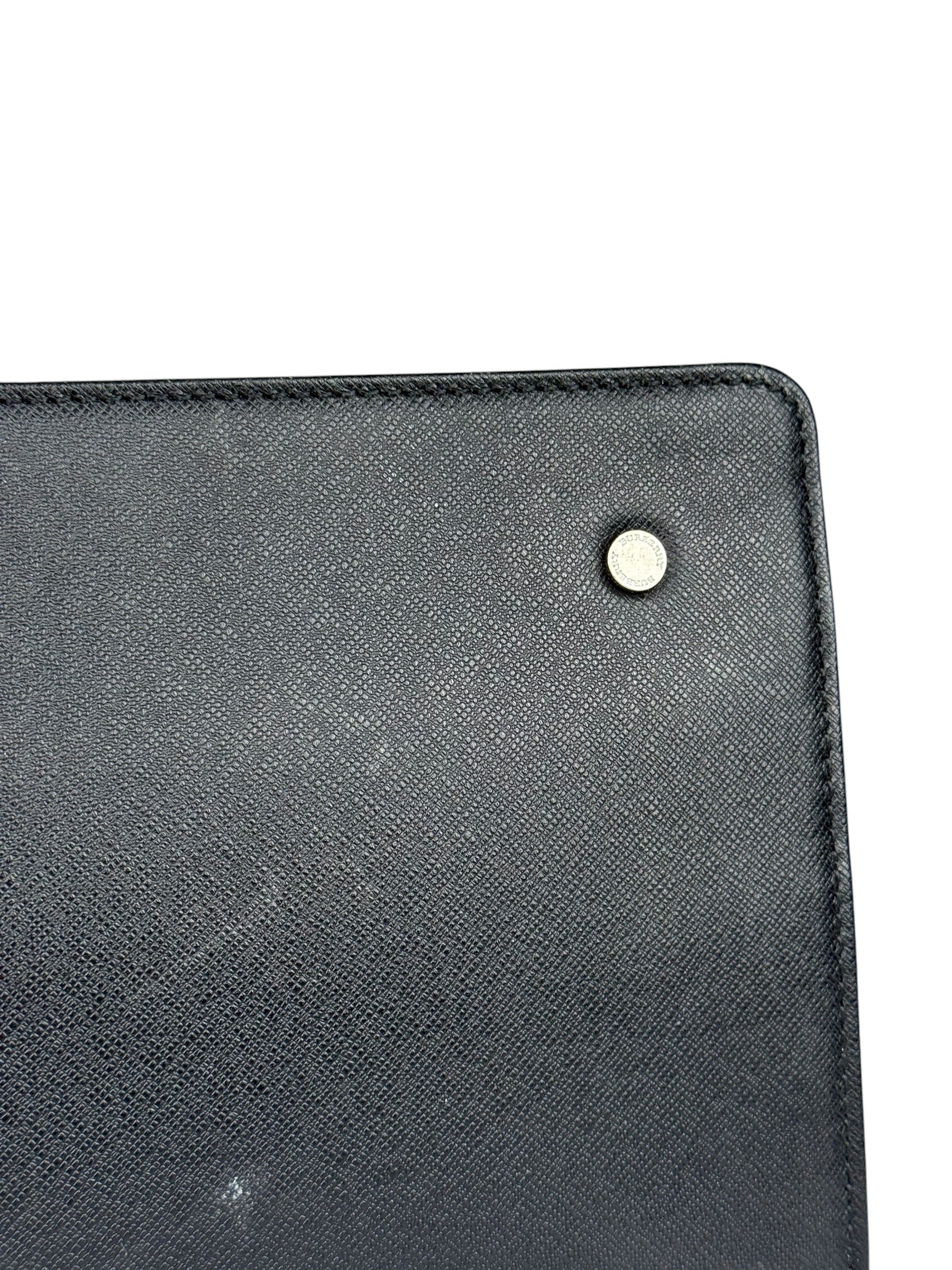 Burberry Black Leather Zip Clutch Pouch