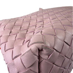 Bottega Veneta Baby Pink Leather Intrecciato Embroidered Flap Bag