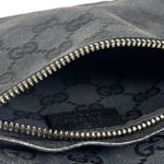 Gucci Black Leather Trim GG Double Pocket Bel Bag