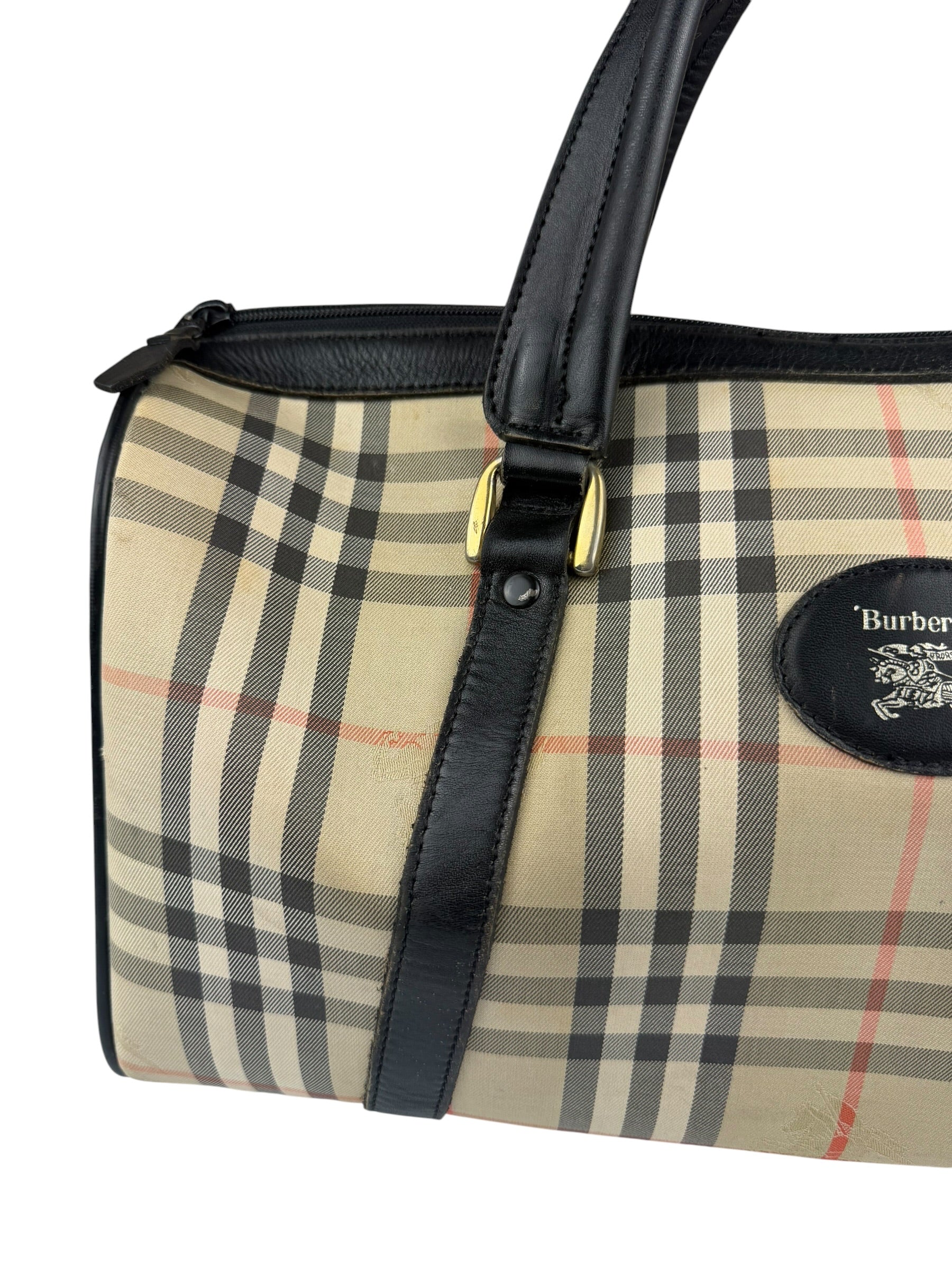 Burberry Vintage Haymarket House Small Boston Bag