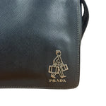 Prada Black Saffiano Bellhop Leather Travel Pouch