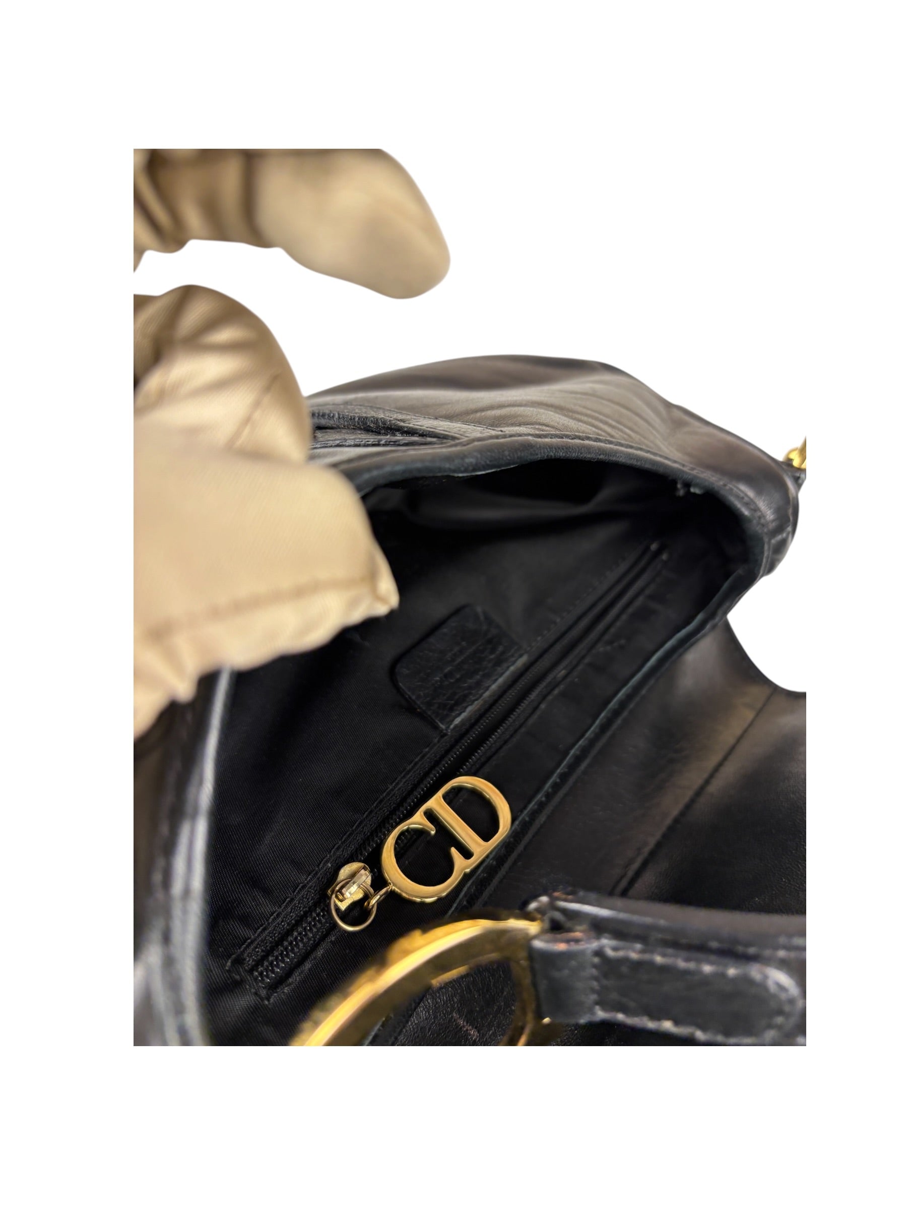 Christian Dior Black Calfskin Saddle Shoulder Bag