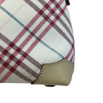 Burberry White/Beige Leather Trim Nova Check Pochette