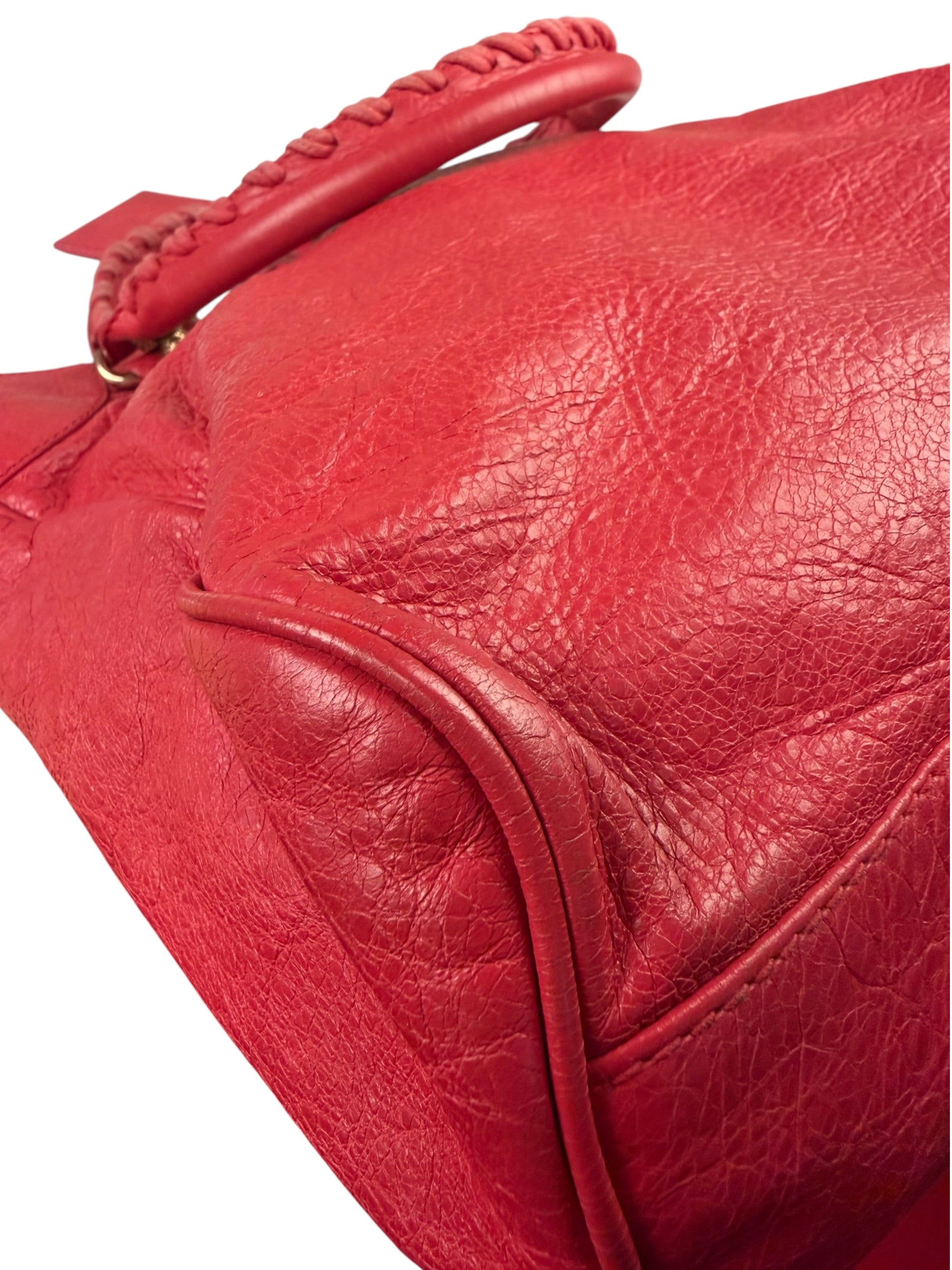 Balenciaga Red Calfskin Rouge Le City Bag