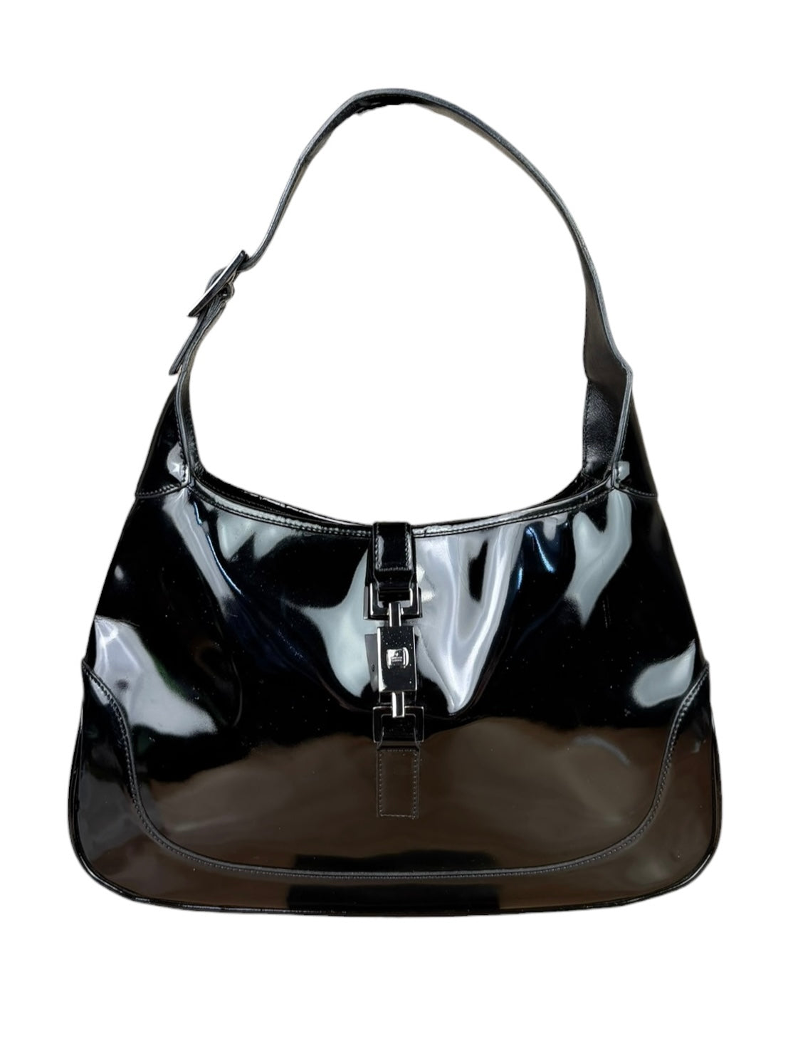Gucci Vintage TF Black Patent Leather Jackie Hobo Bag