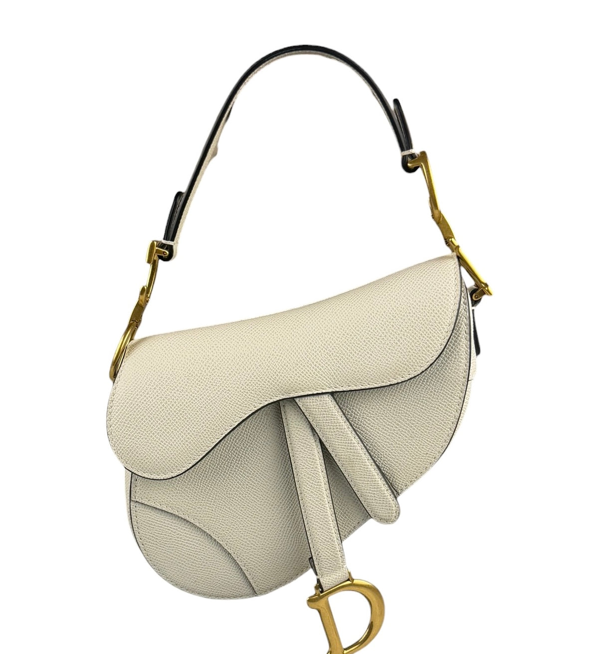 Christian Dior White Leather Saddle Hand Bag